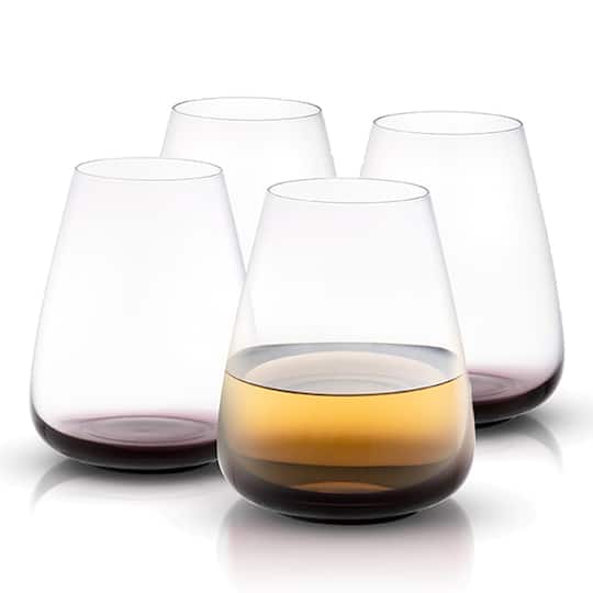 JoyJolt&#xAE; 23.1oz. Black Swan Stemless White Wine Glasses, 4ct.